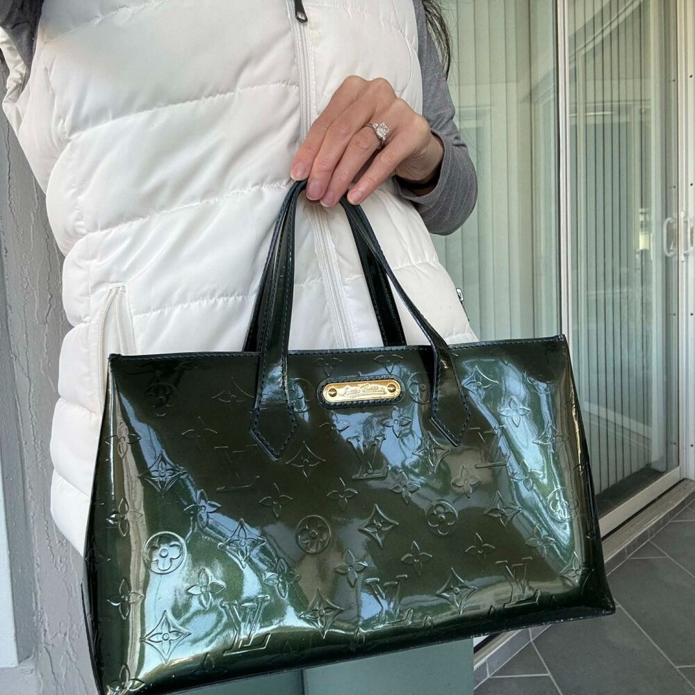 Vintage Louis Vuitton Wilshire PM Vernis Dark Green Bag M93684 Monogram